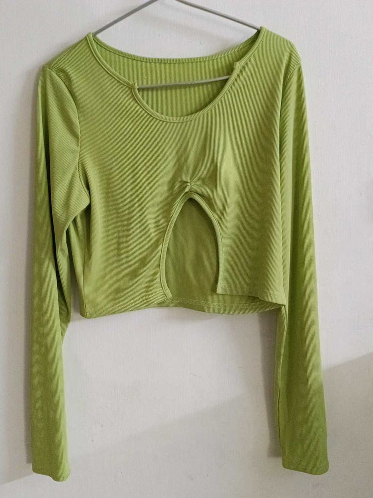 Green Cutout Crop Top