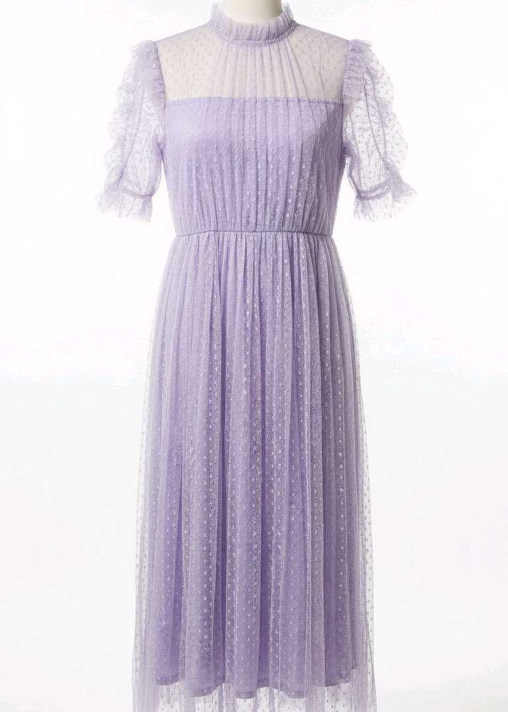 Lavender Mesh Midi Dress