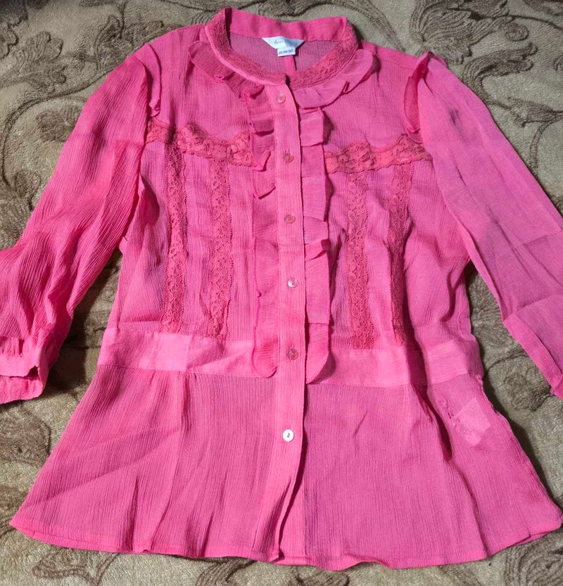 Pink Ruffle Blouse
