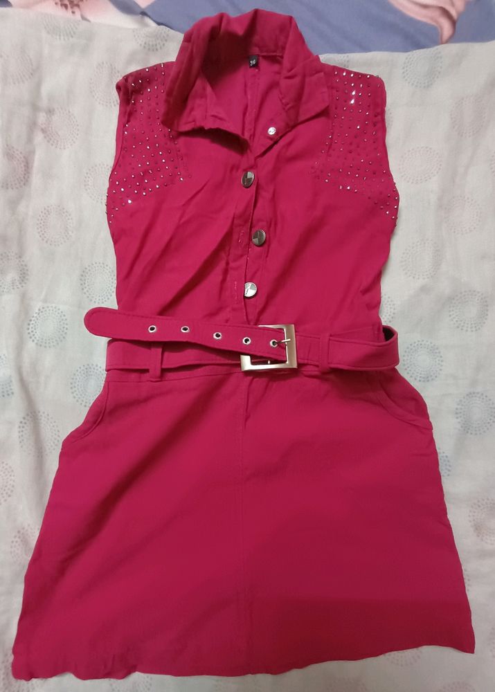 Stylish Electric Pink Dress For 6 Yo