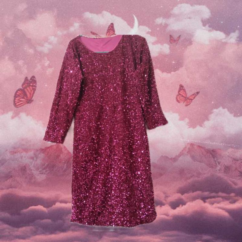 Sparkling Magenta Sequin Dress