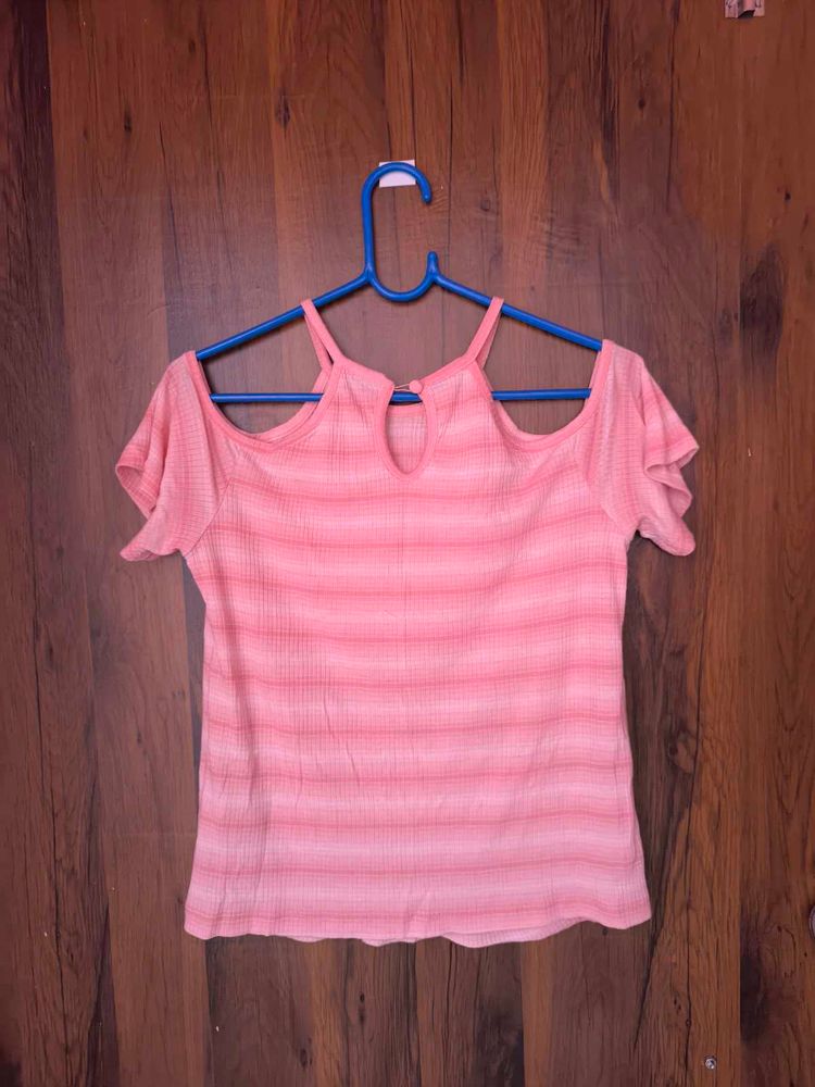 Cute Pink Off Shoulder Top