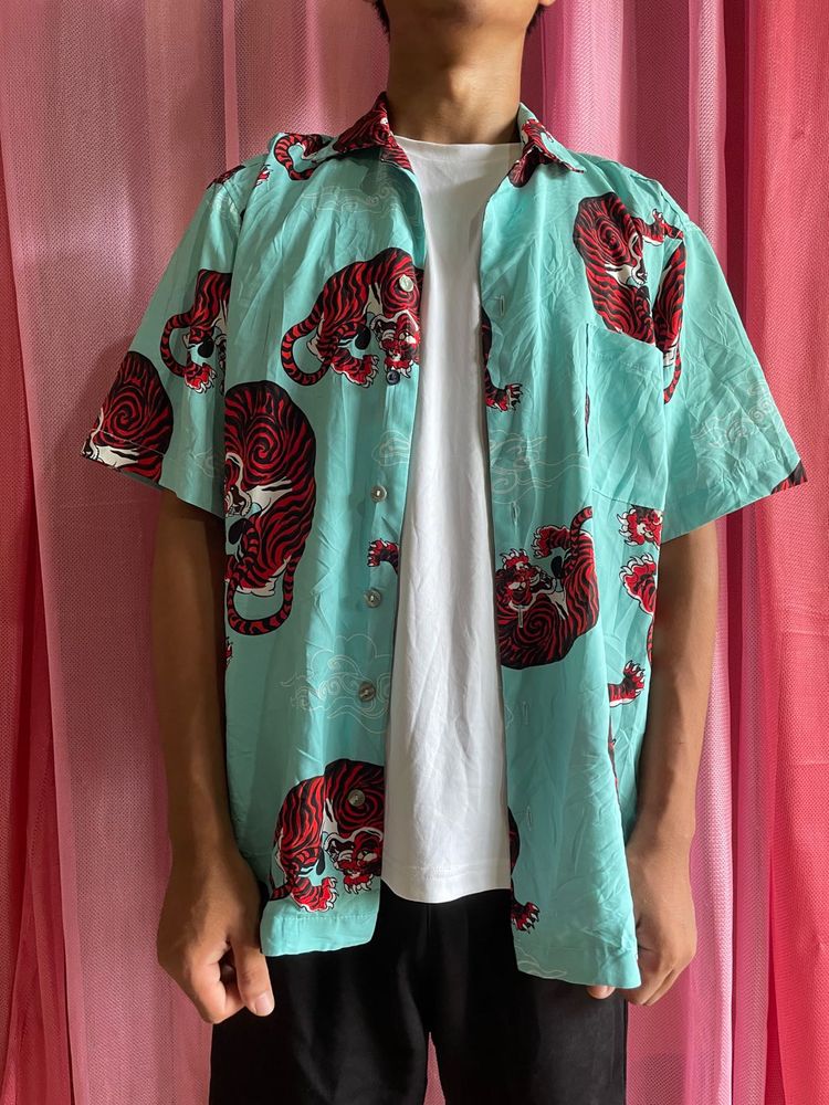 Tiger Print Button-Down