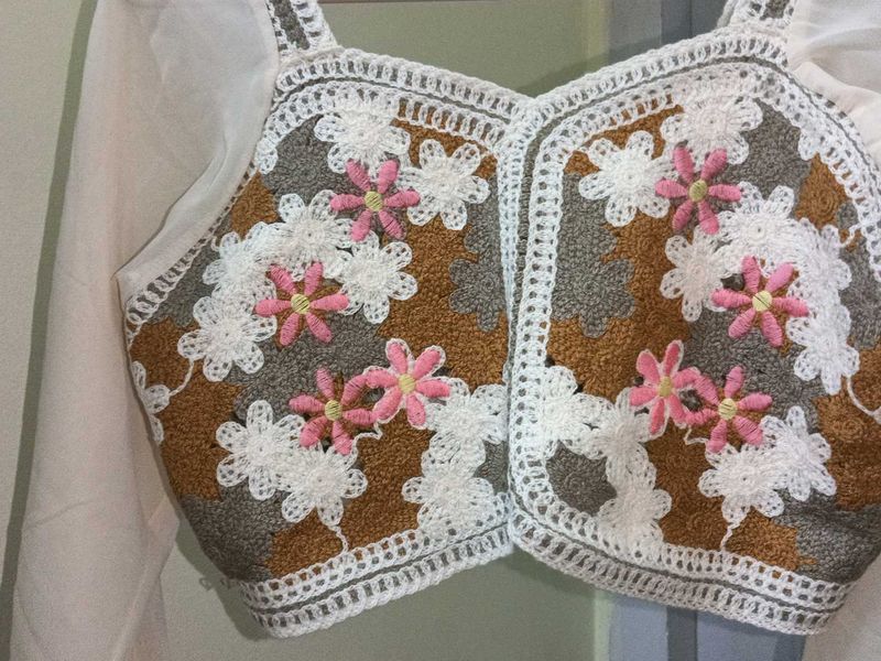 Blouse Designed Crochet Crop Top
