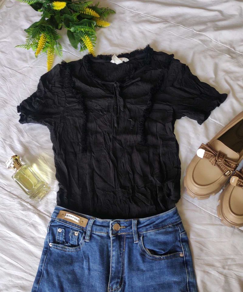 Black Textured Top