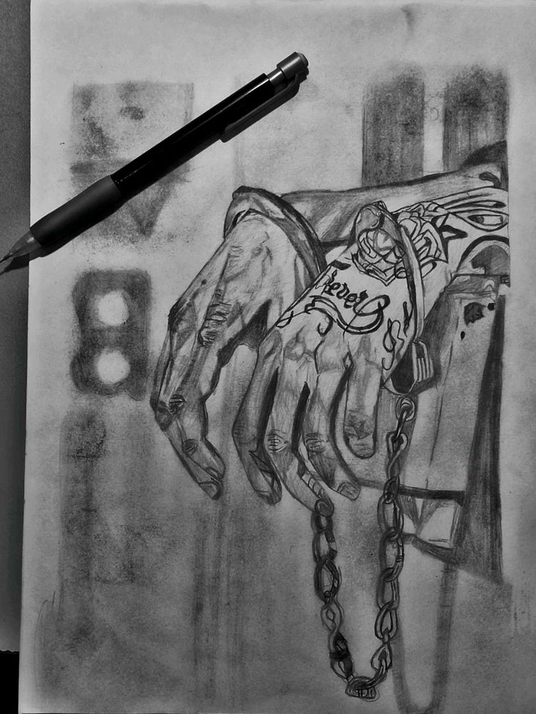 Pencil Art - Tattooed Hands