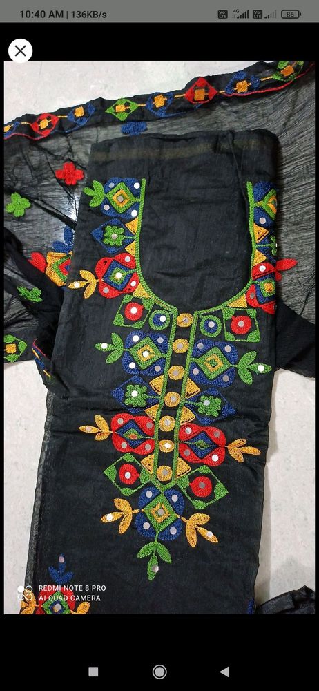 new unstitched dress material all over embroidery,