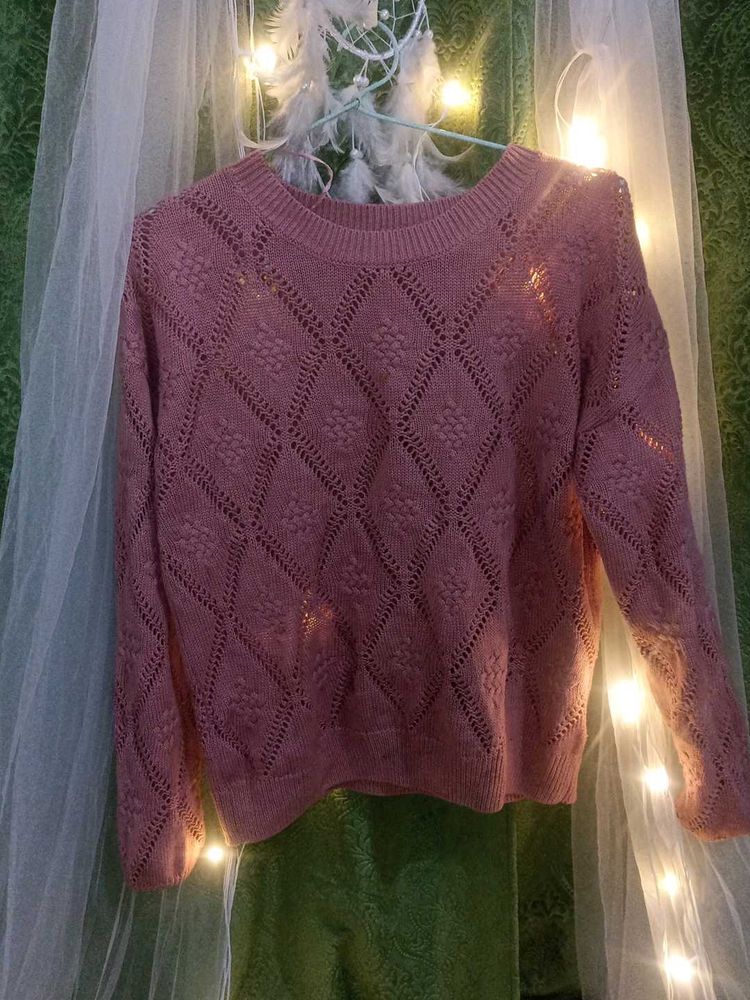 Dusty Rose Knit Sweater with beautiful detailing