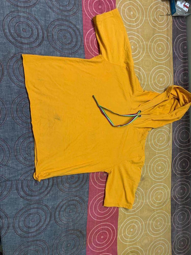 lightweight yellow hoodie with cap