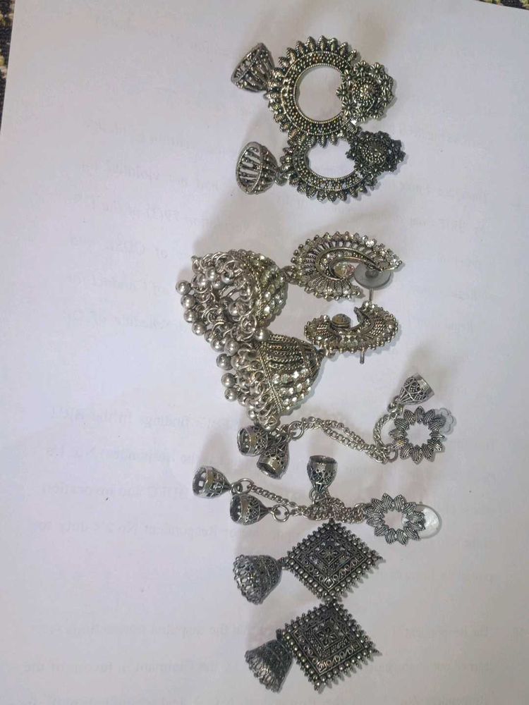 Silver Earrings Combo Of 4