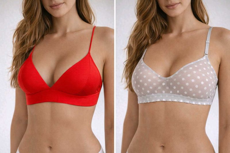 2-Piece Bra Combo (H&amp;M Red + Polka Net)