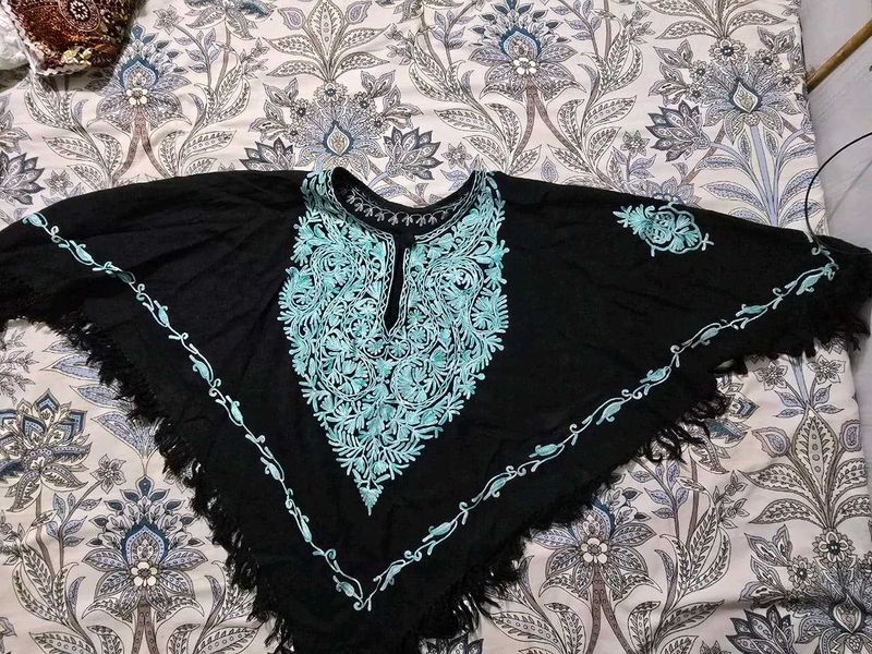 Embroidered Black Kaftan Top