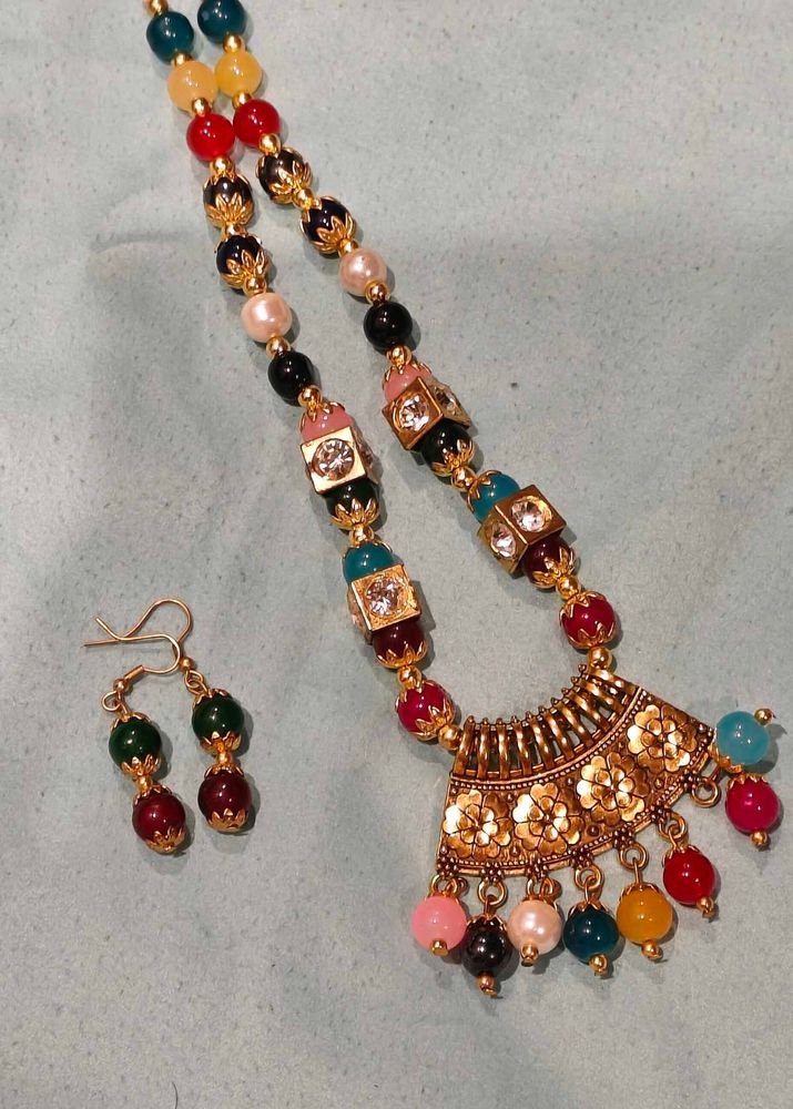 Beaded Necklace and Earring Set