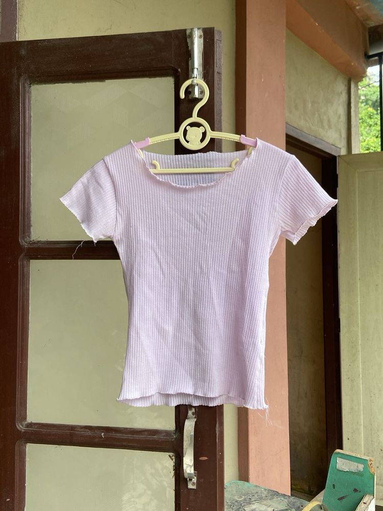 Cute Lilac Ribbed Tee