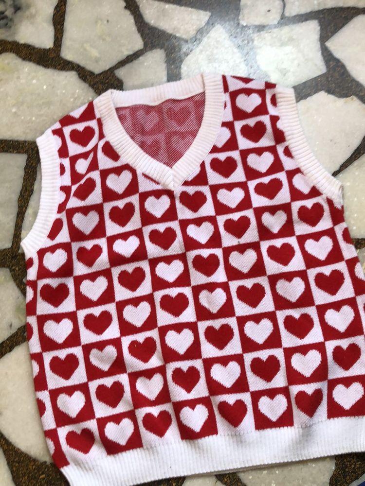 Red Heart Pattern Vest