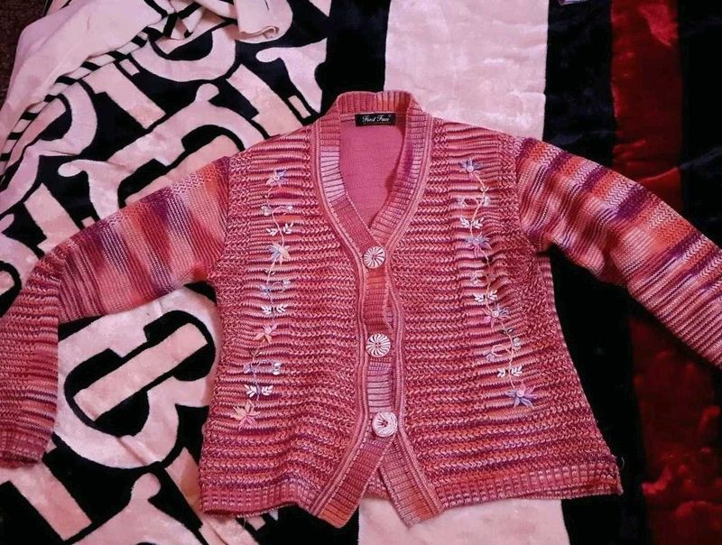 Floral Embroidered Knit Cardigan