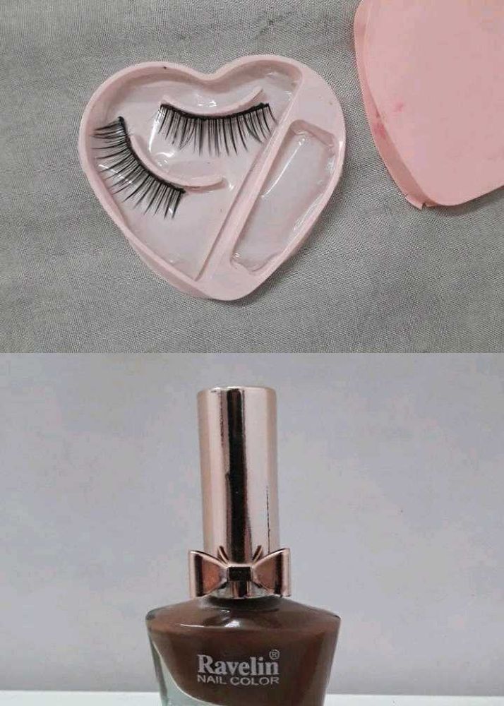 Artificial False Eyelashes And Nail Polish