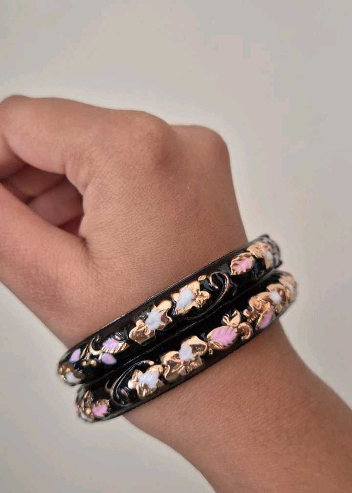 Enamel Floral Bangle Stack