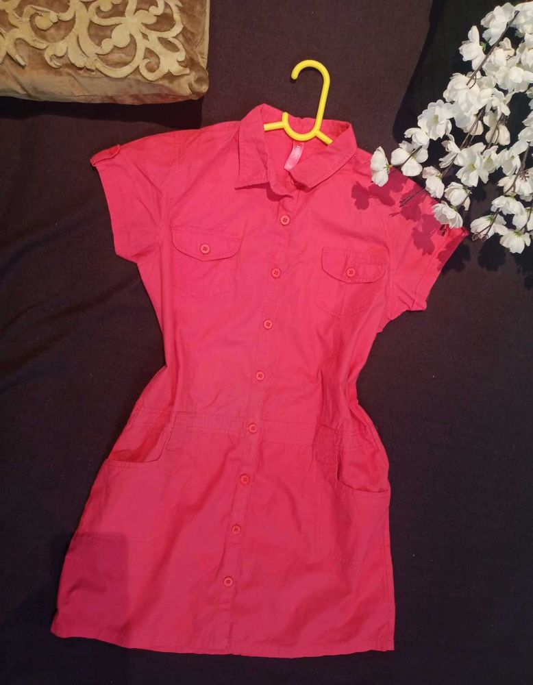 DJ &amp; C Solid Dress for Girls (Pink, 15-16 Years)