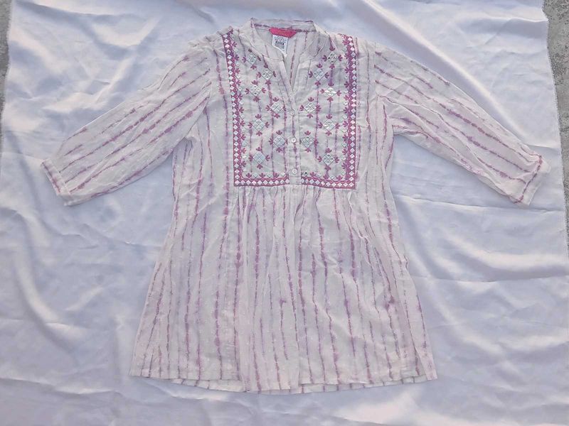 Striped Embroidered Tunic Top