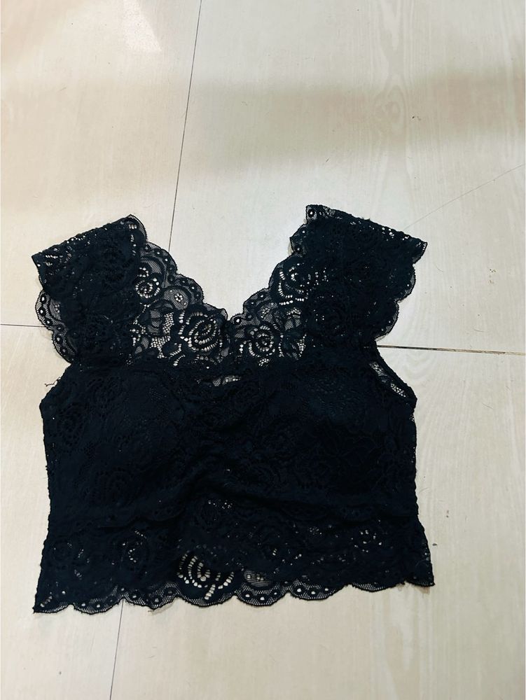 Black Net Padded Bralette 🌸