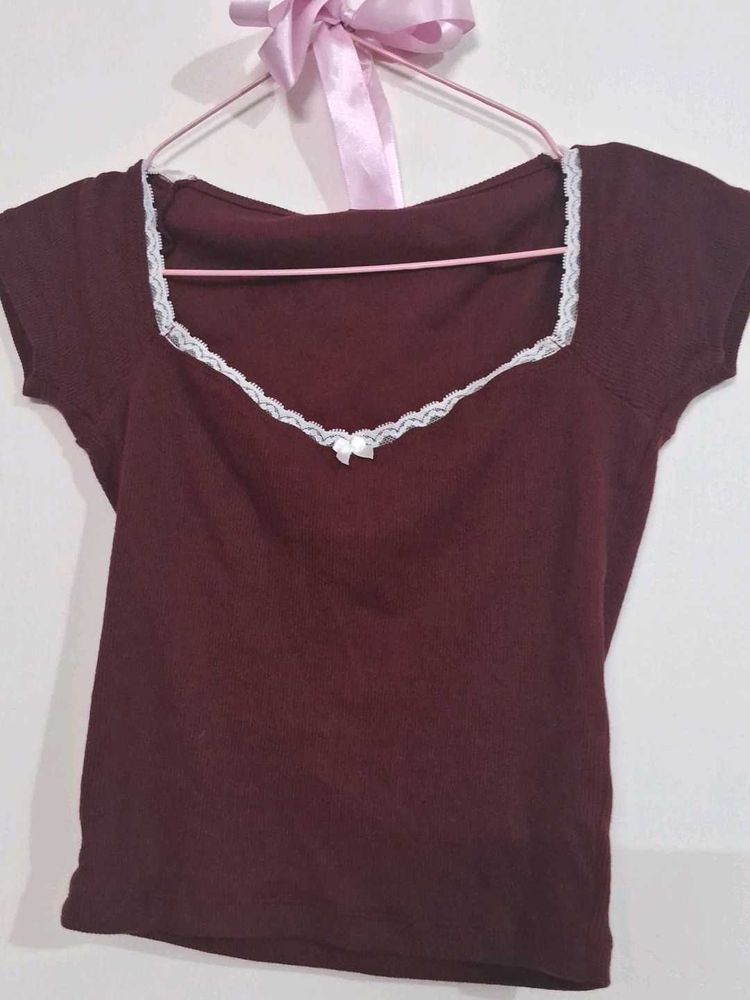 Maroon Crop Top