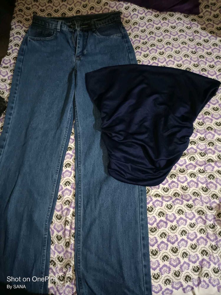 Neavy Blue Jeans And Top
