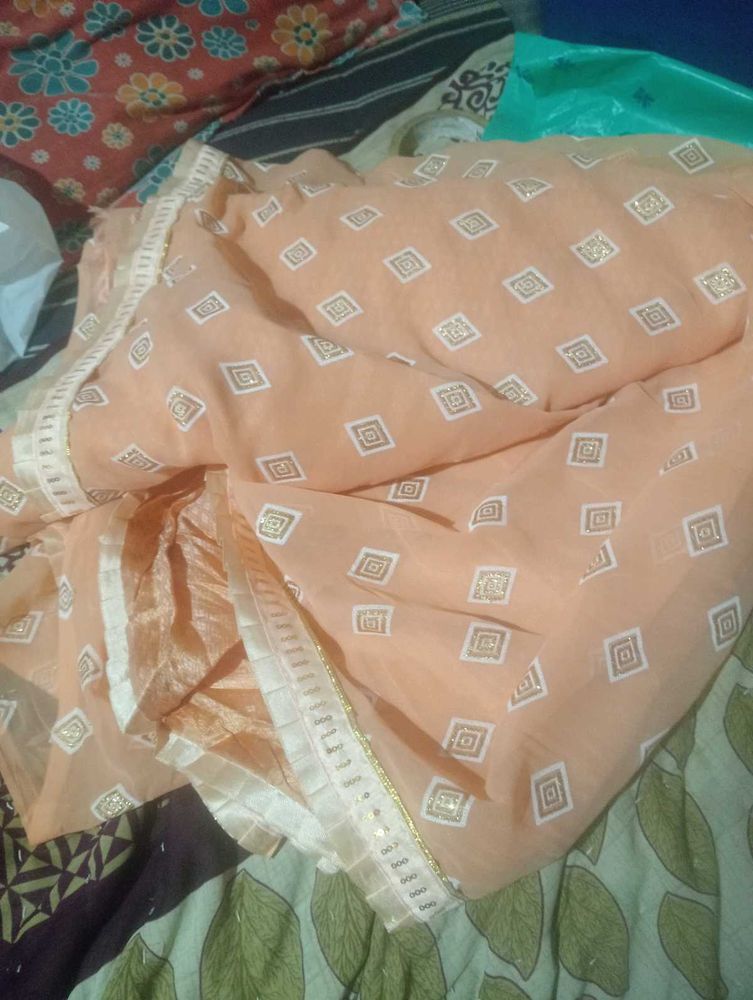 Peach Color Saree Looks Stunning