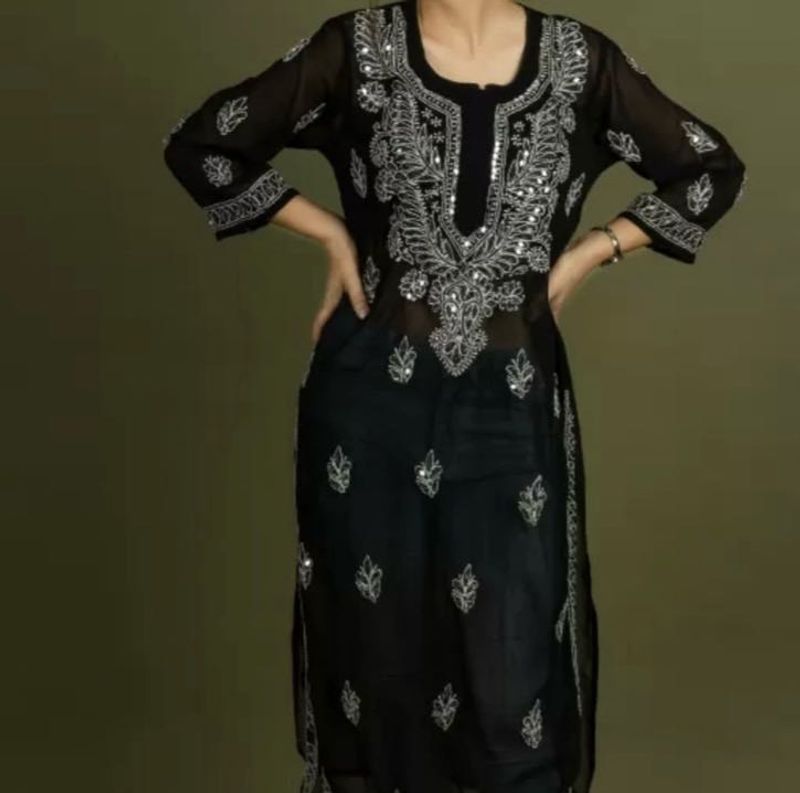 Black Embroidered Tunic#chikankari#tops#new#black