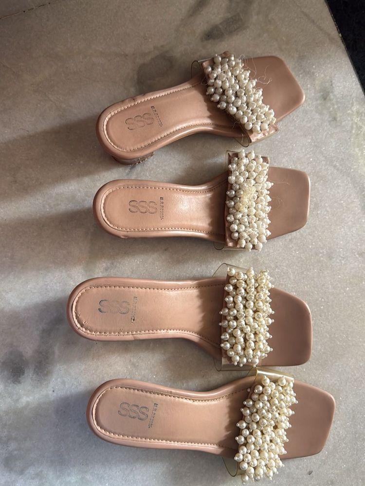 Pearl Embellished Slides  [ only 1 pair]