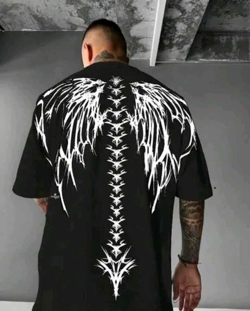 overseas man printed typography round neck cotton