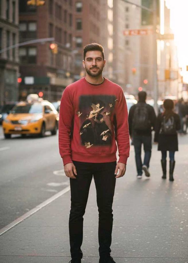 Red Graphic Print Sweater