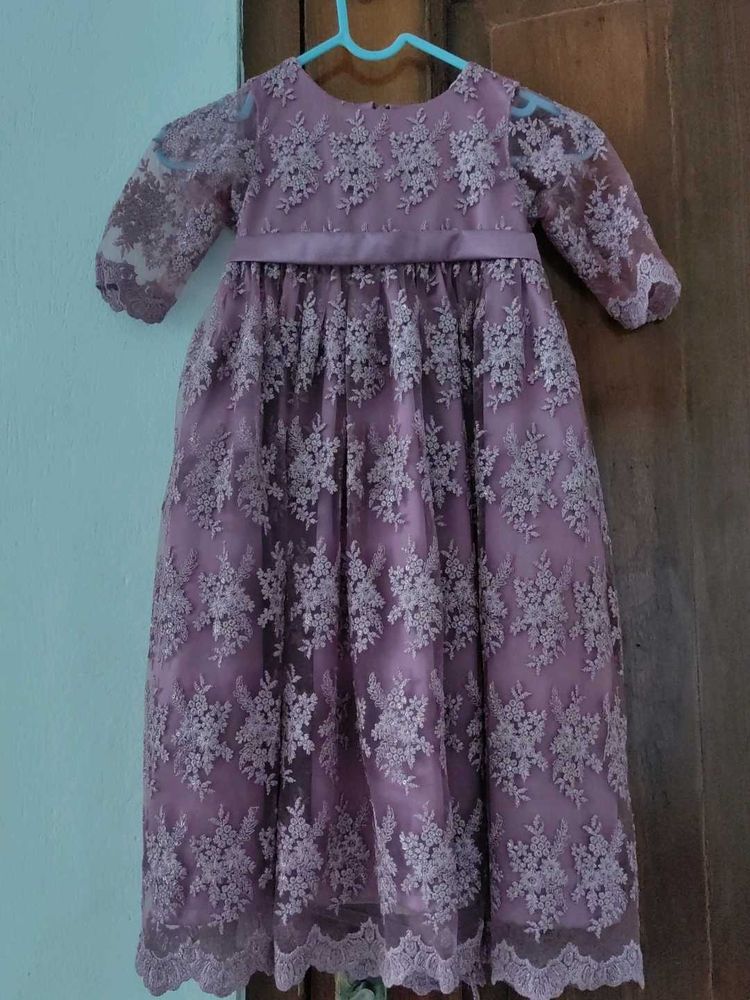 Elegant Mauve Floral Dress