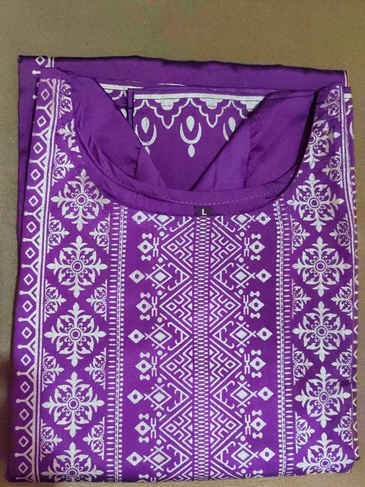 Purple Printed Kurti - Size L