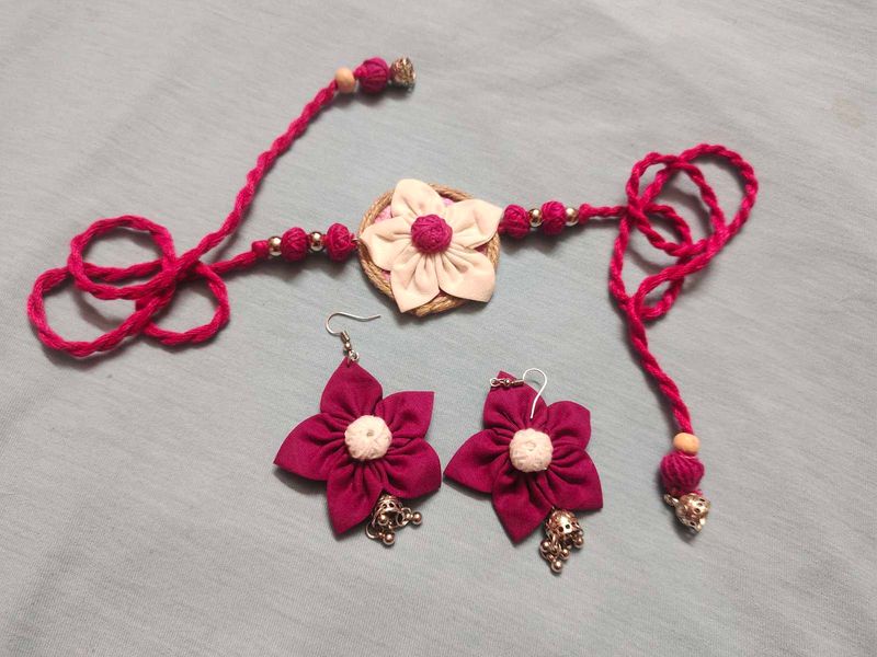 Fabric Flower Jewellery Set