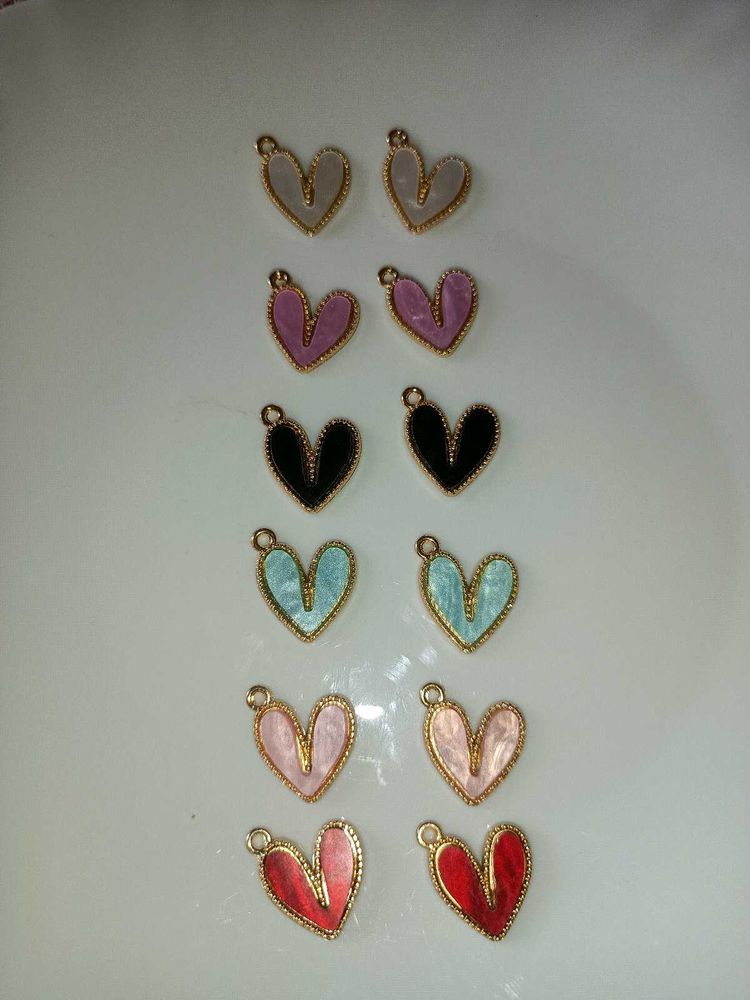 6 Heart Charm Pendants
