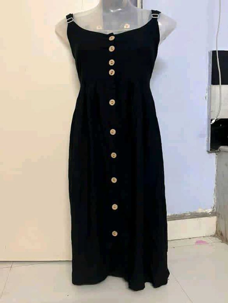 Zara branded Black Button-Down Midi Dress