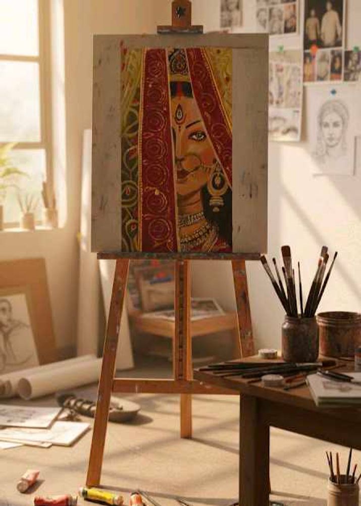 original Portrait Painting (oil+acrylic on canvas)