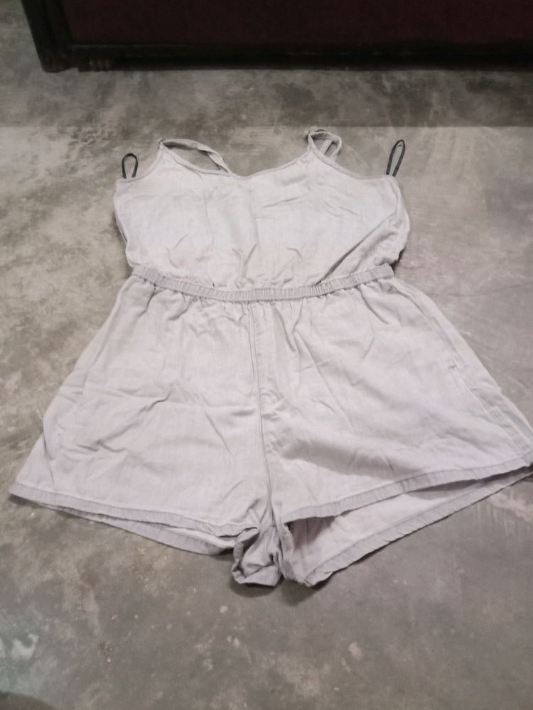 Grey Colour Short Length Jumpsuit For Women