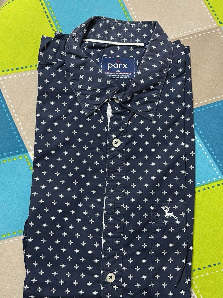 Parx Blue Patterned Shirt