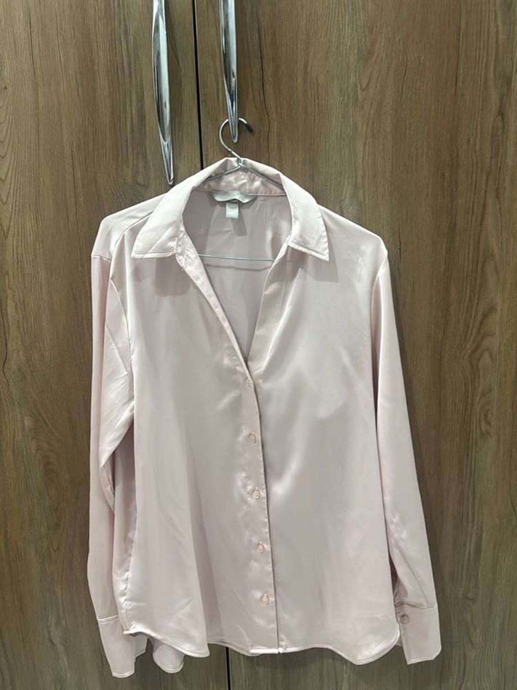 Elegant Pink Satin Blouse