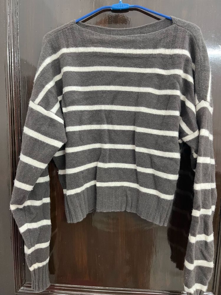Striped Knit Cropped Sweater