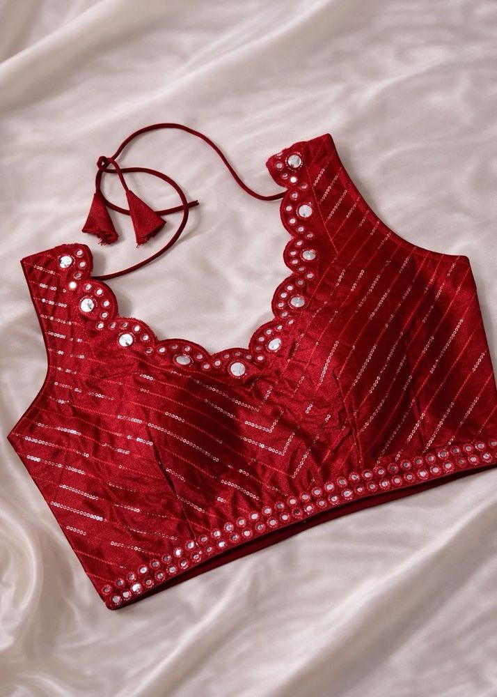 Elegant Maroon Mirror Work Blouse