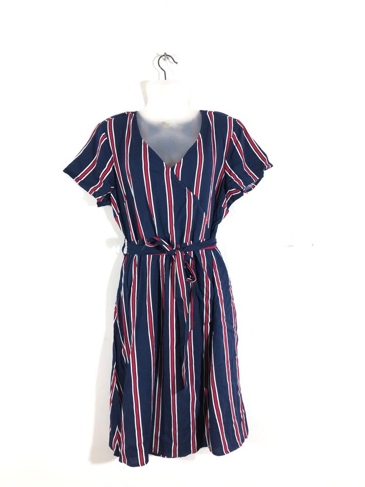 Navy Blue Strips Casual Dress(Women’s)