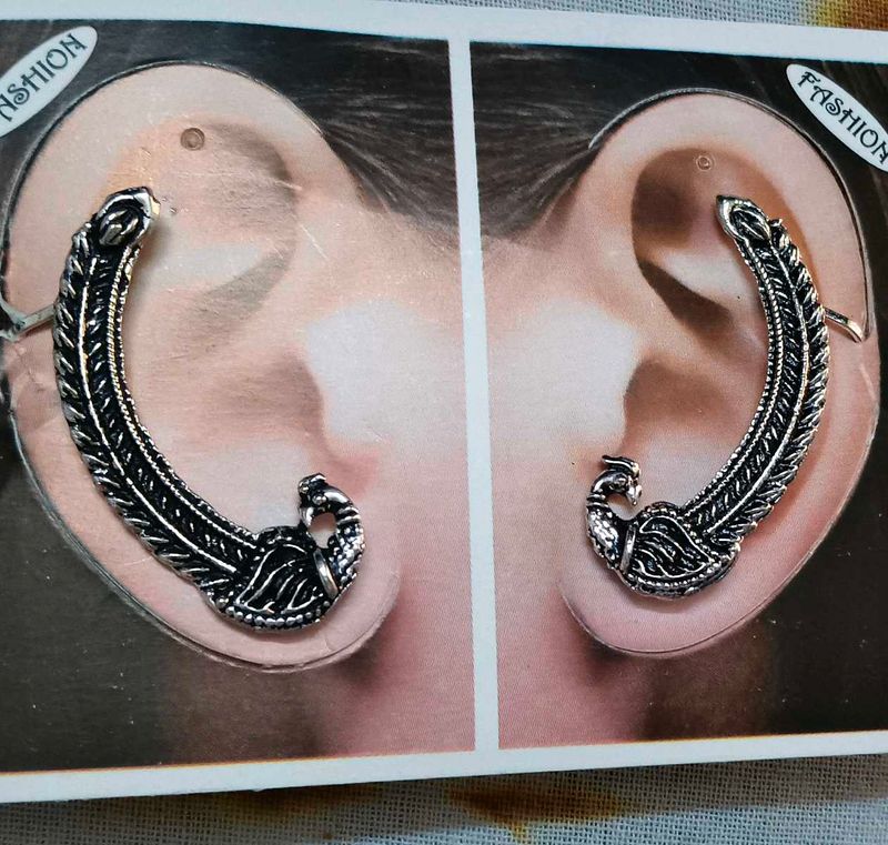 Peacock Feather Ear Cuff