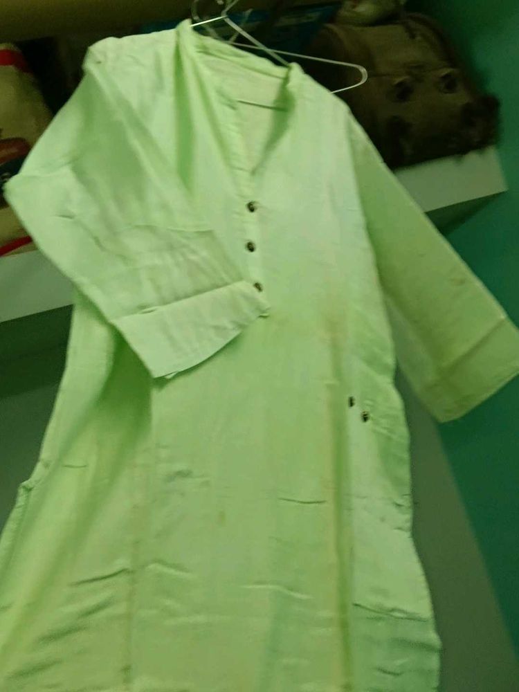 Green Pure Cotton Kurti