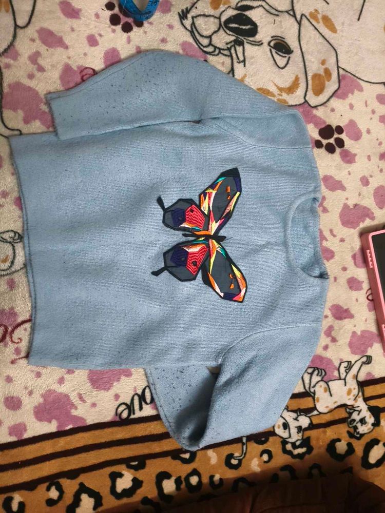 Butterfly Blue Sweater for 6-8 years girl