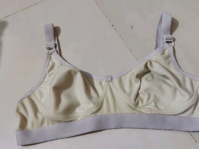 Cotton Material Cream Bra