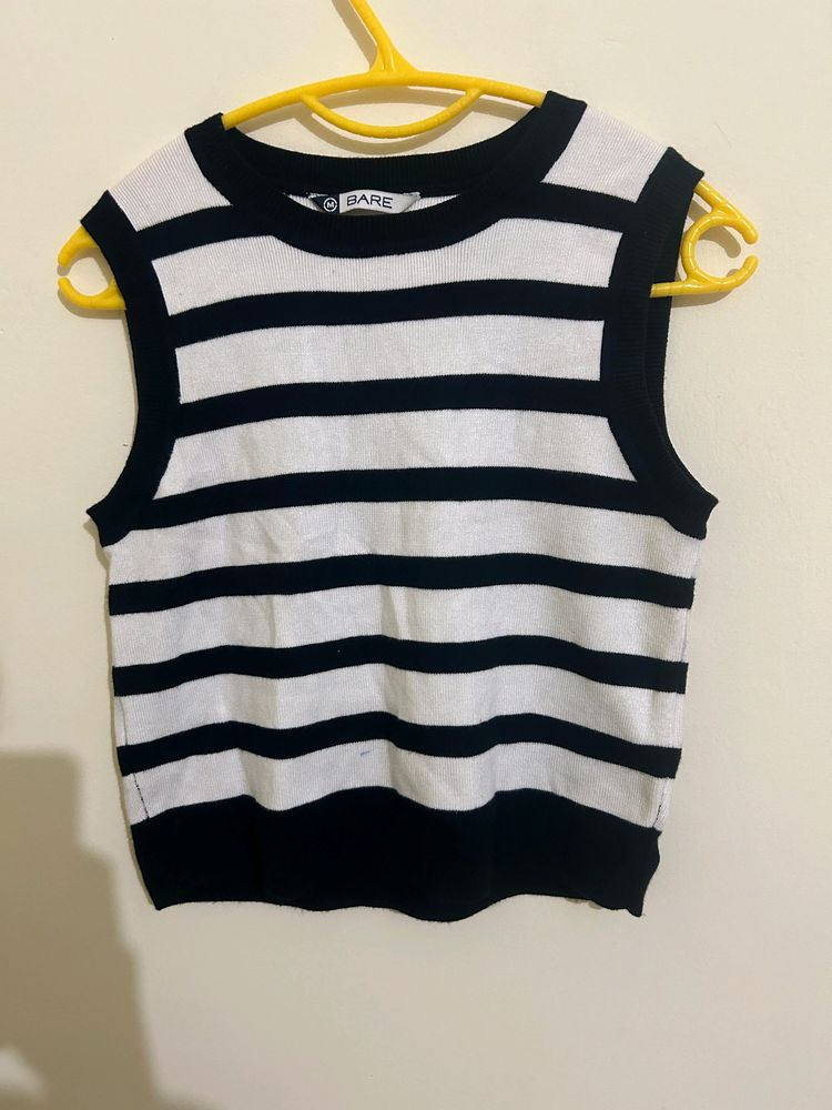 Black &amp; White Strips Top