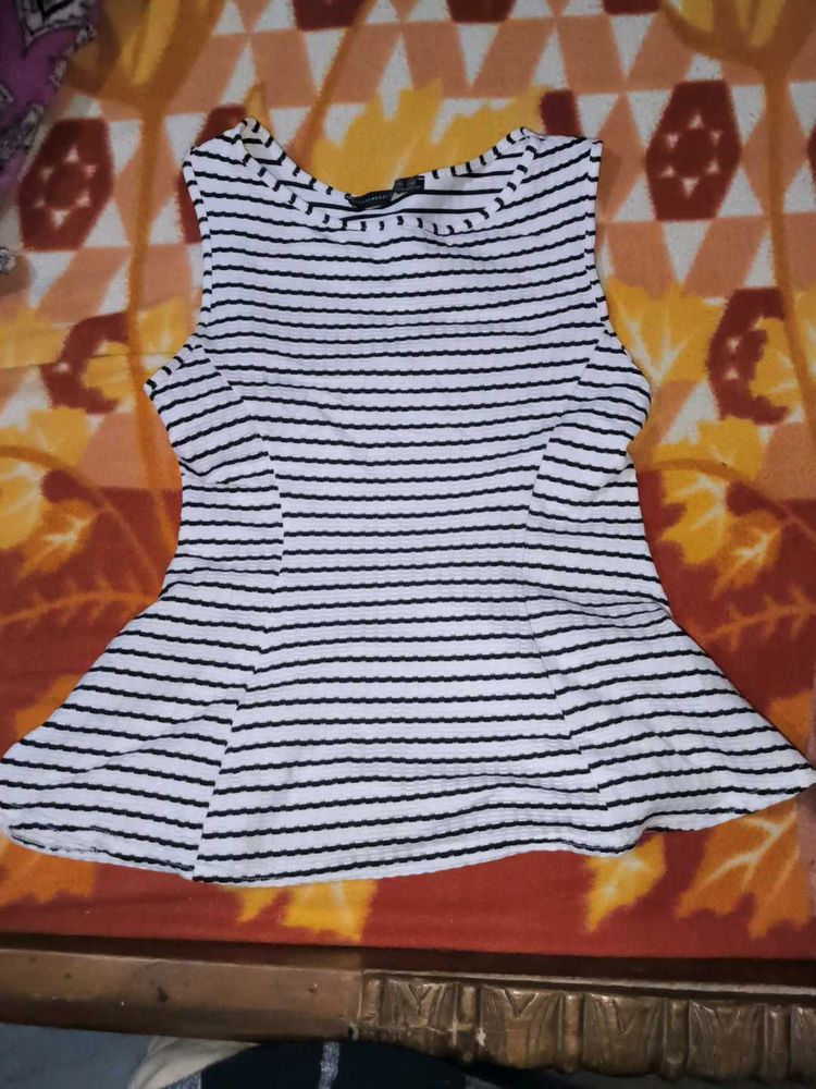 Striped Peplum Tank Top